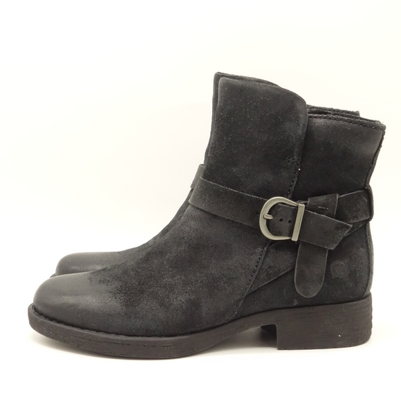 NWT BORN SYD Ankle Boots Black Distressed Leather - Picture 4 of 8